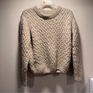 Christina Lehr Cozy Beige Knit Sweater 70% Baby Alpaca Merino Wool Blend Size 1